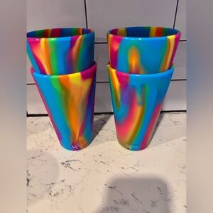 Silipint Glasses Cup Multicolor Rainbow Pride Pattern Drink Silicone Tie Dye